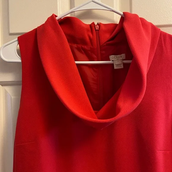 Red cowl neck J. Crew dress, never worn, size large - Picture 2 of 3